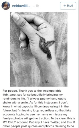 Putri Robin Williams Buat Tato Penghormatan untuk Mendiang Ayahnya 